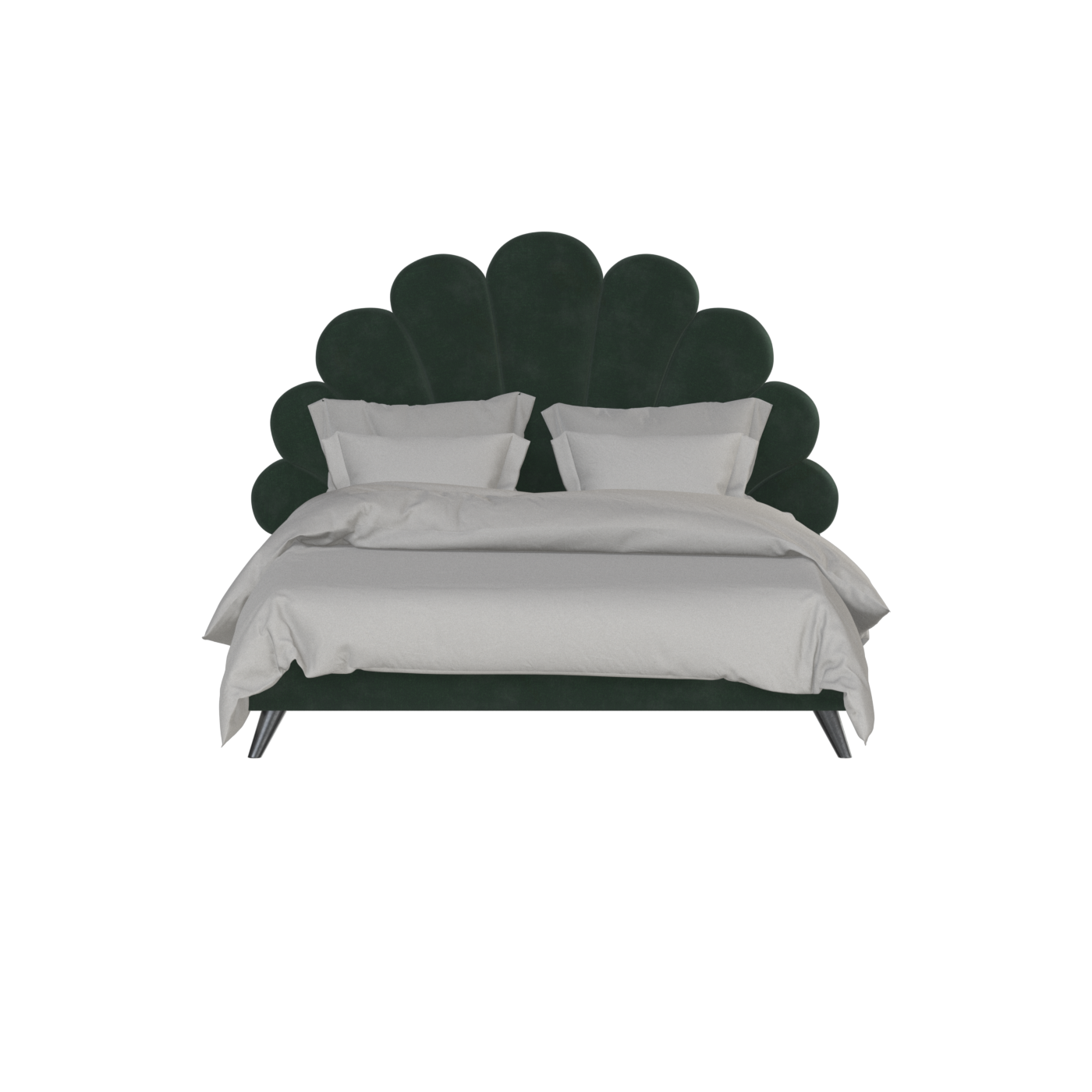Evelina Curved Headboard Bed in Soft Upholstery