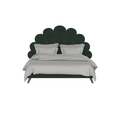 Evelina Curved Headboard Bed in Soft Upholstery