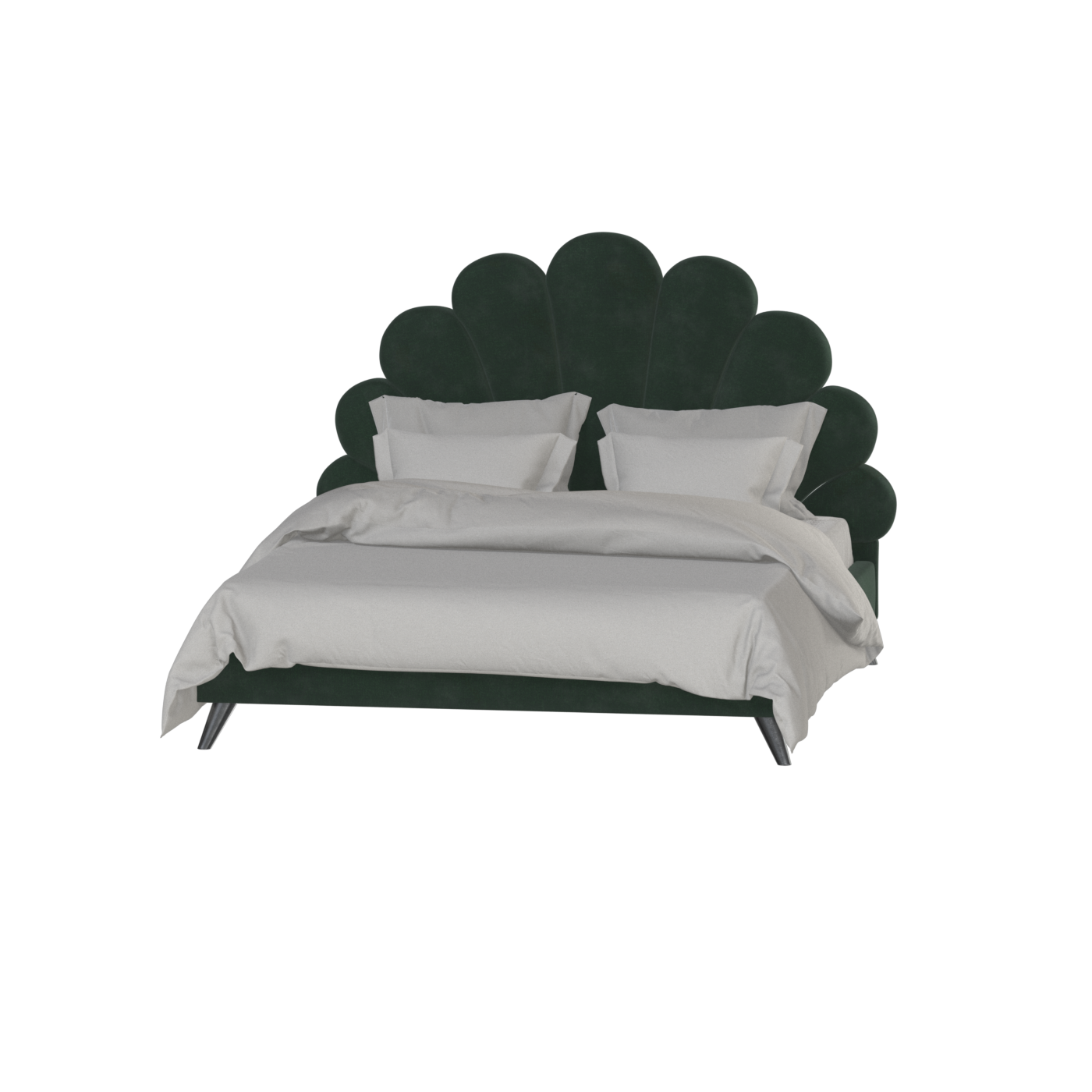 Evelina Curved Headboard Bed in Soft Upholstery