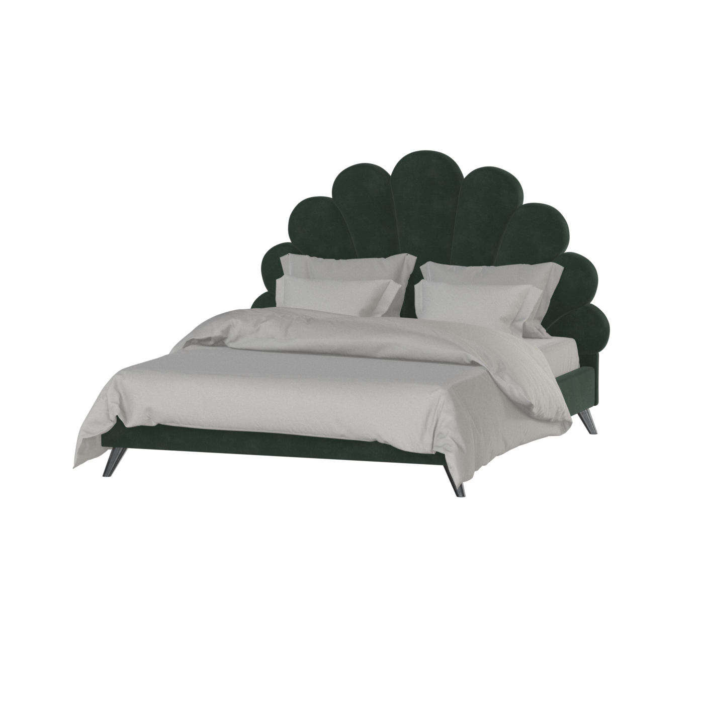 Evelina Curved Headboard Bed in Soft Upholstery