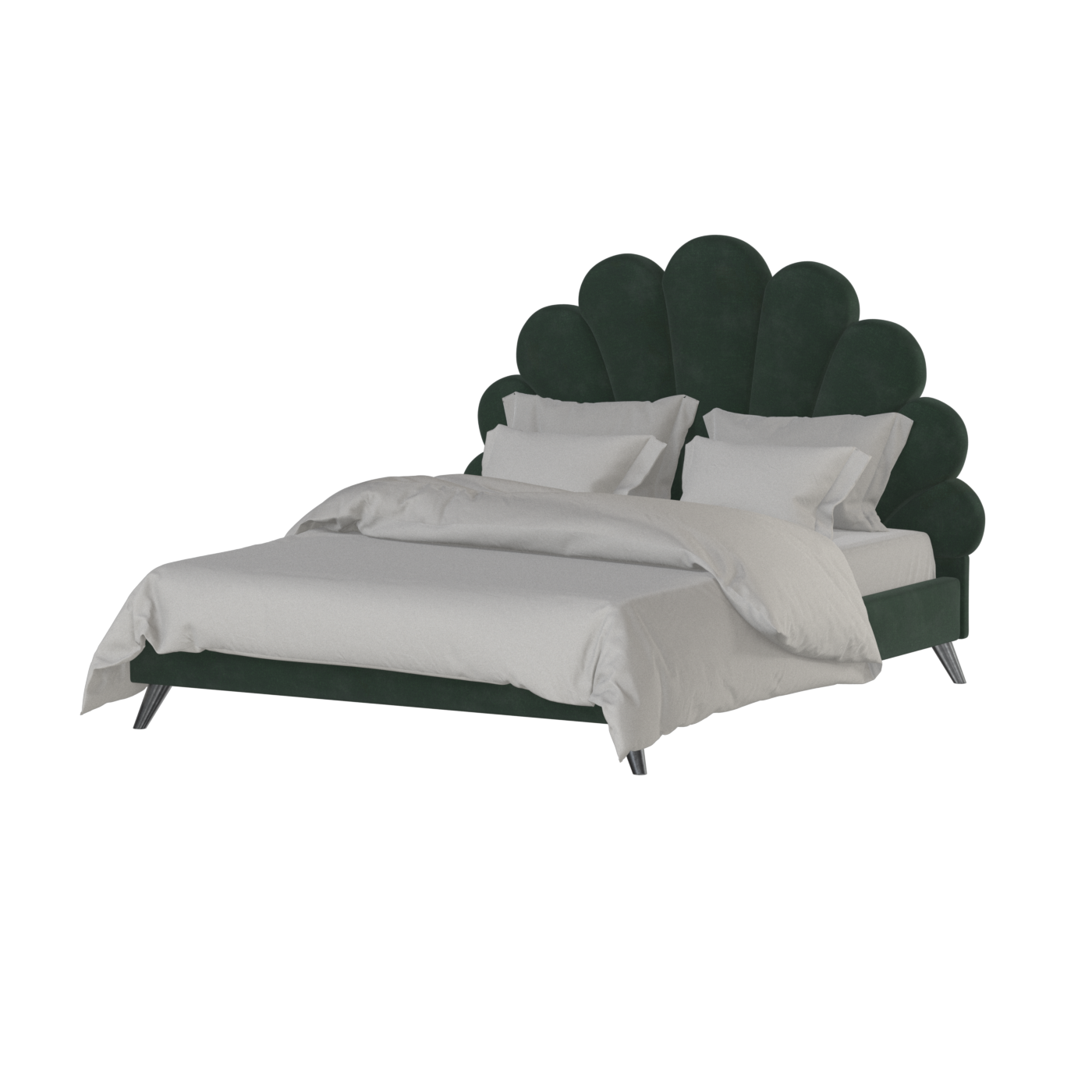 Evelina Curved Headboard Bed in Soft Upholstery