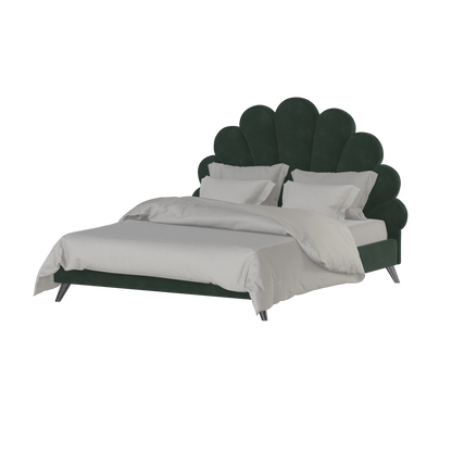 Evelina Curved Headboard Bed in Soft Upholstery