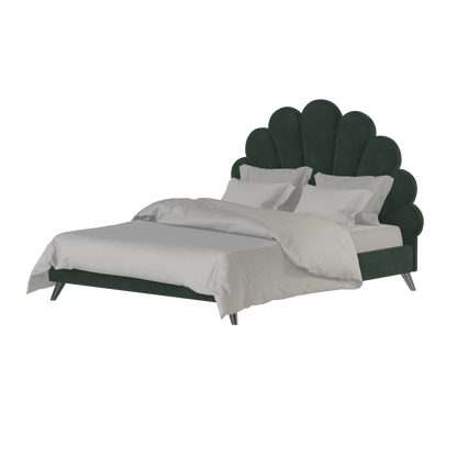 Evelina Curved Headboard Bed in Soft Upholstery
