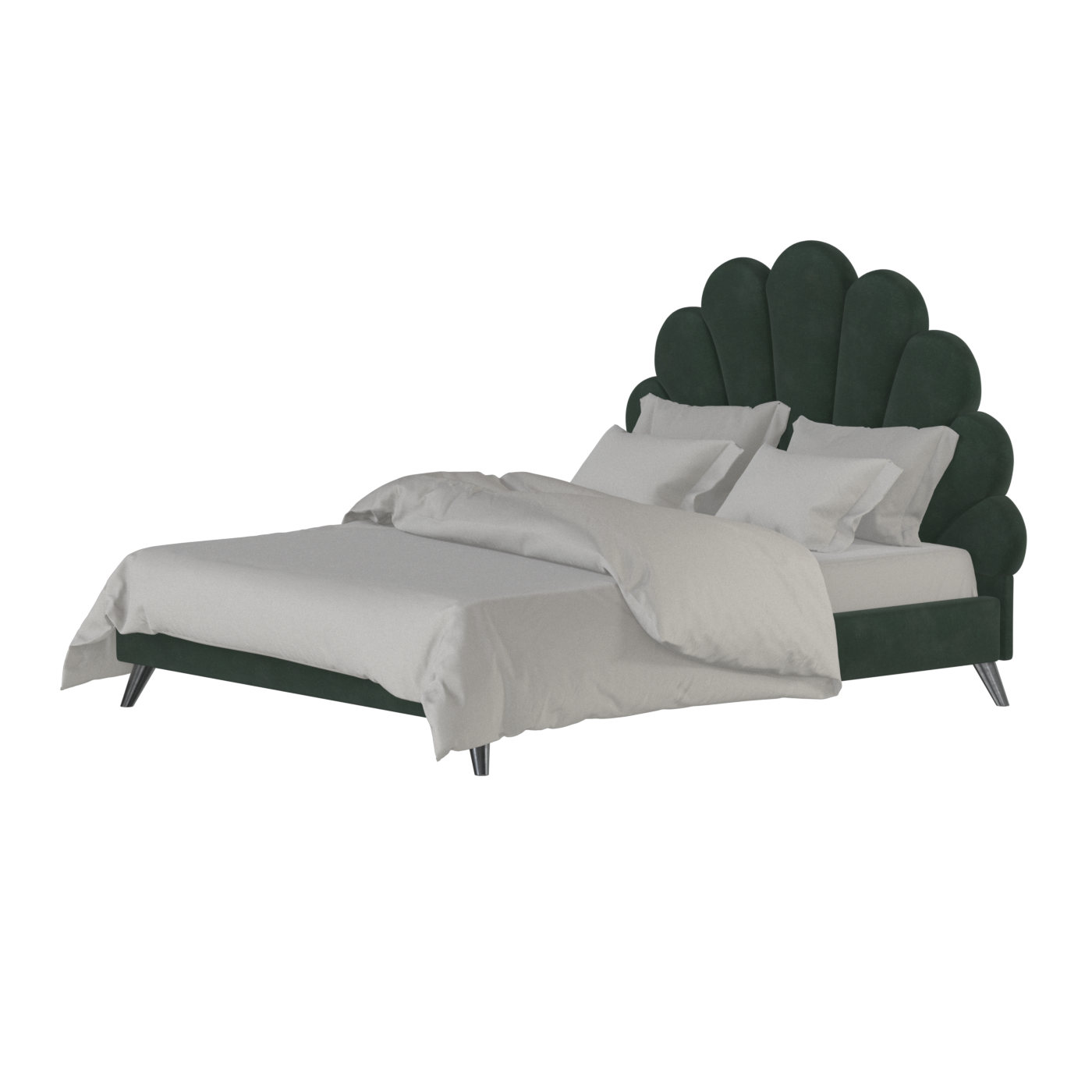 Evelina Curved Headboard Bed in Soft Upholstery