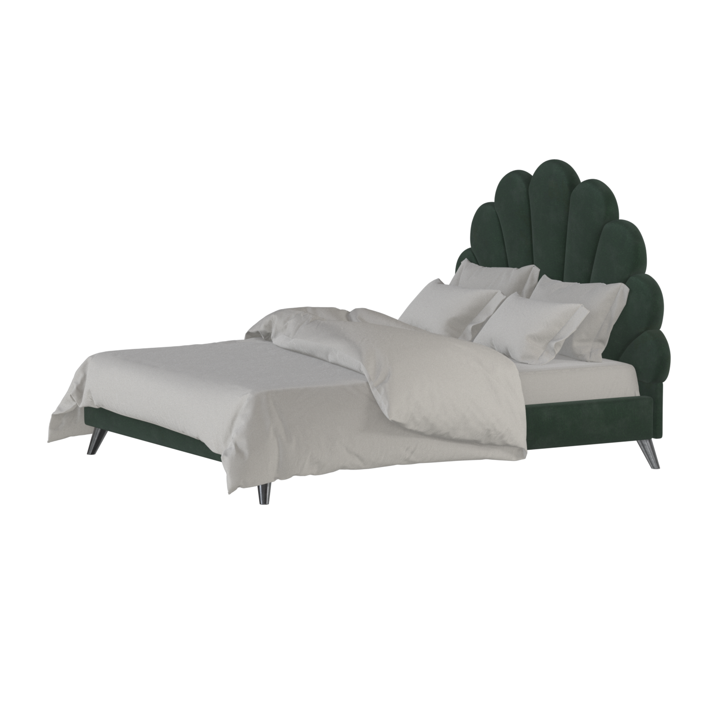 Evelina Curved Headboard Bed in Soft Upholstery