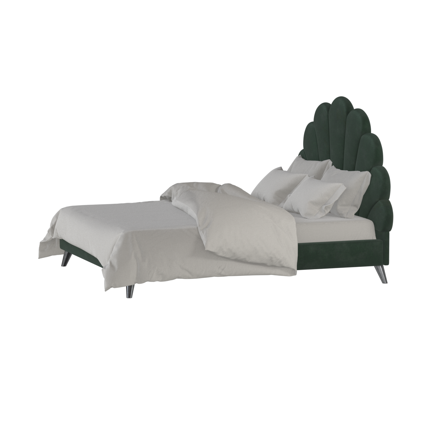 Evelina Curved Headboard Bed in Soft Upholstery