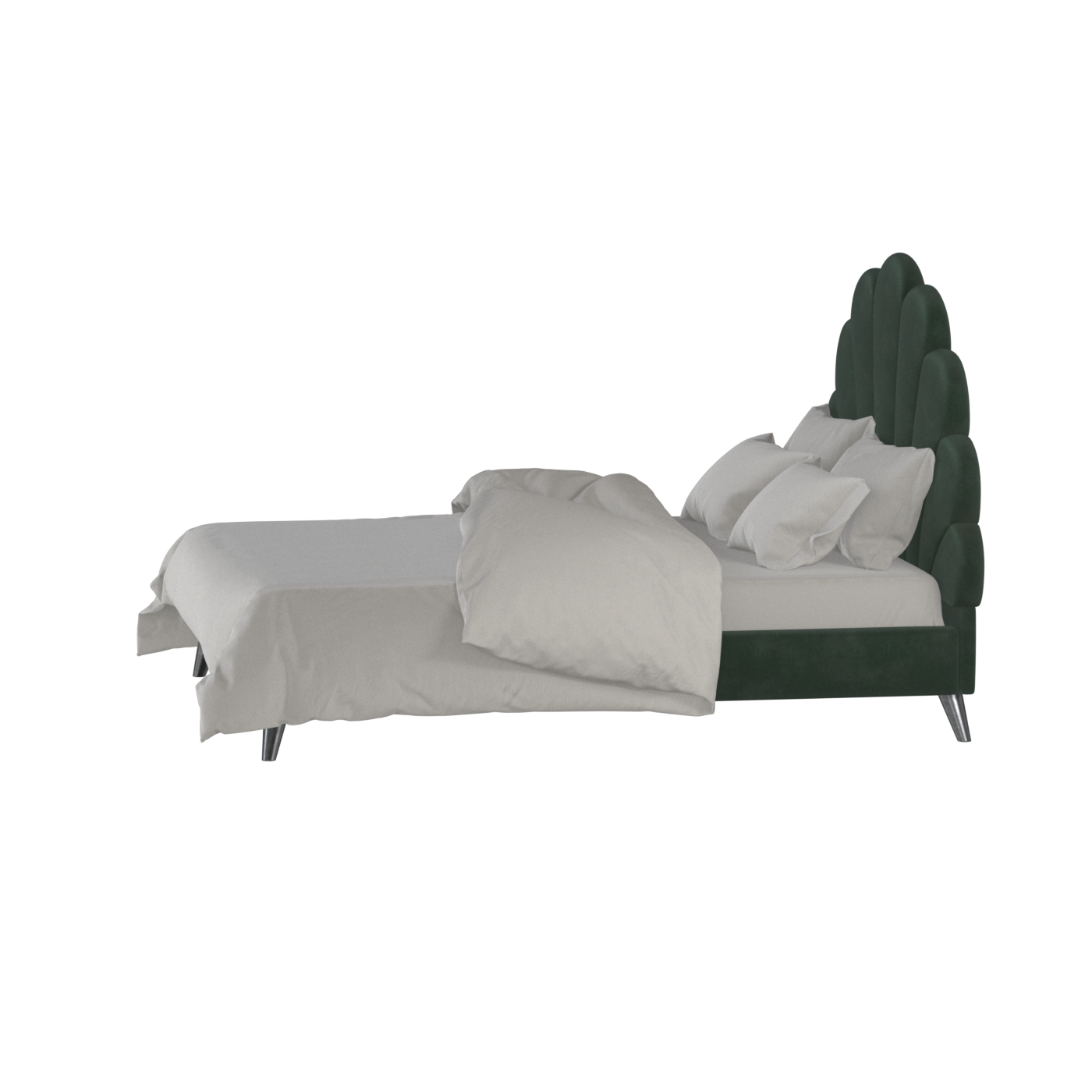 Evelina Curved Headboard Bed in Soft Upholstery