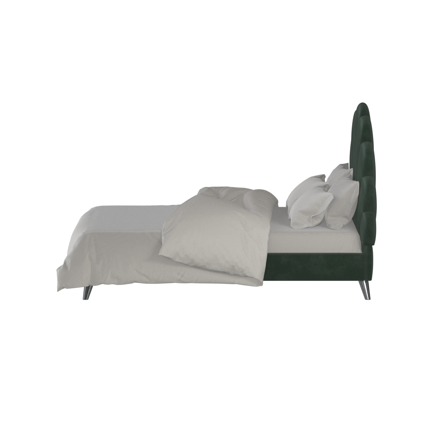 Evelina Curved Headboard Bed in Soft Upholstery