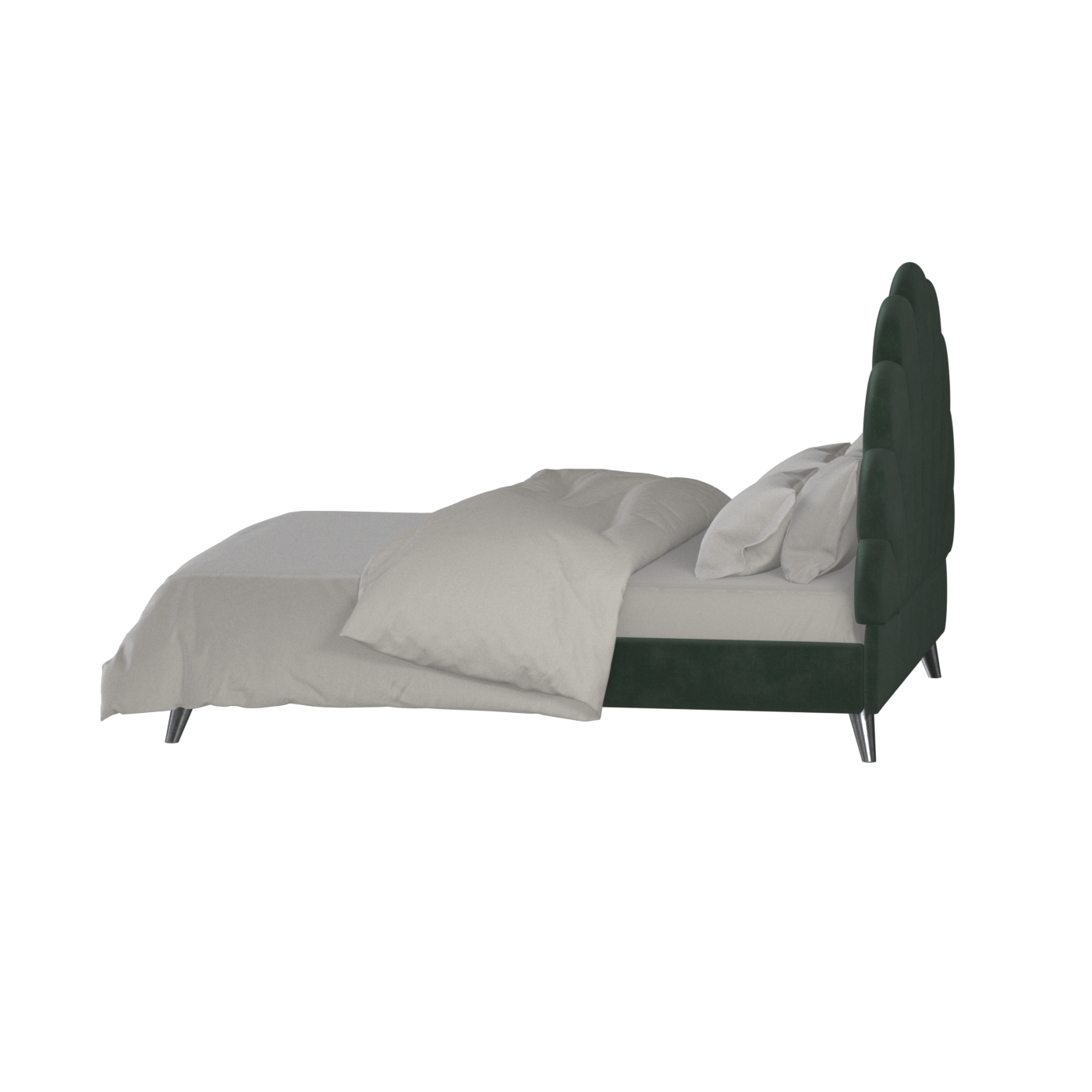 Evelina Curved Headboard Bed in Soft Upholstery
