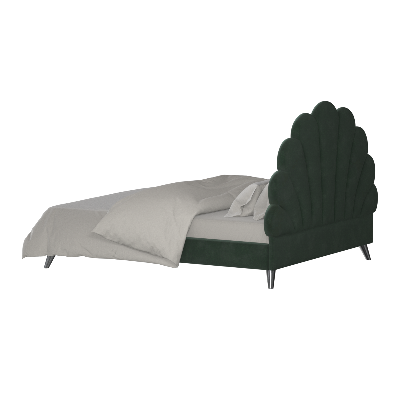 Evelina Curved Headboard Bed in Soft Upholstery