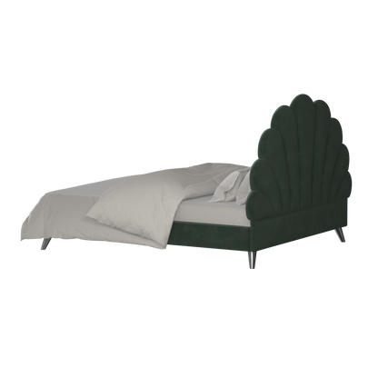 Evelina Curved Headboard Bed in Soft Upholstery