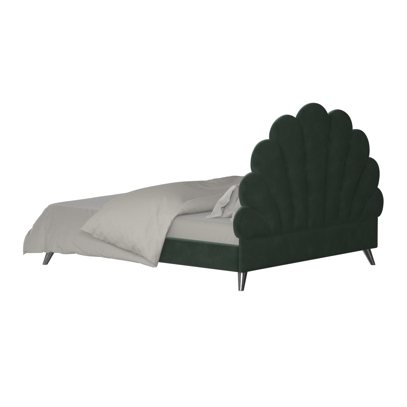 Evelina Curved Headboard Bed in Soft Upholstery