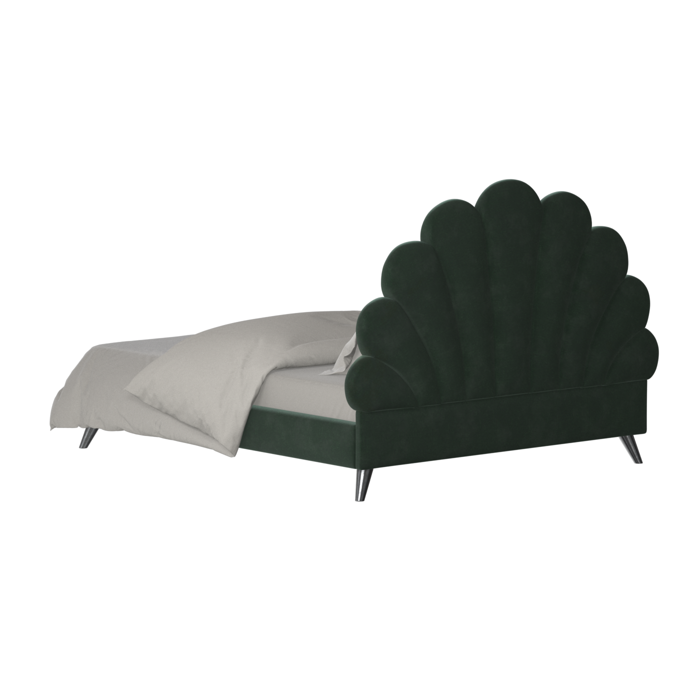 Evelina Curved Headboard Bed in Soft Upholstery