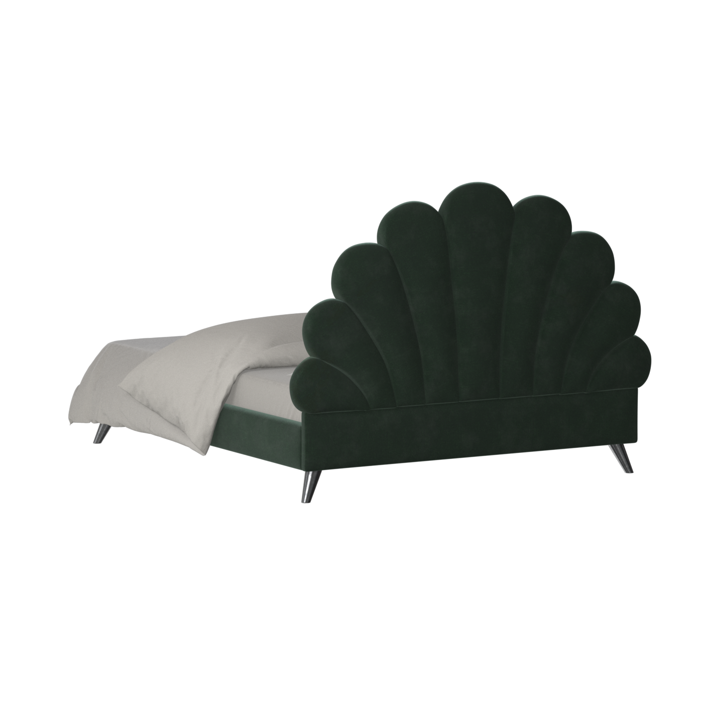 Evelina Curved Headboard Bed in Soft Upholstery
