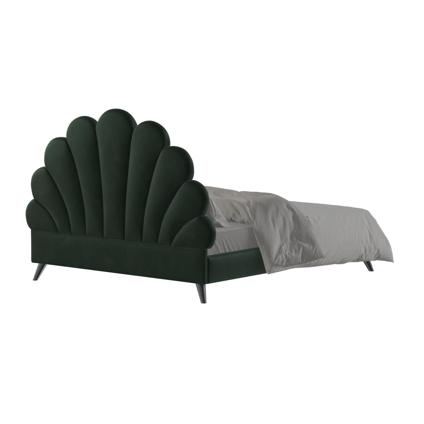 Evelina Curved Headboard Bed in Soft Upholstery