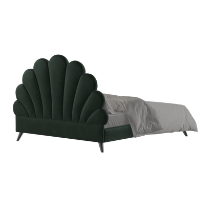 Evelina Curved Headboard Bed in Soft Upholstery