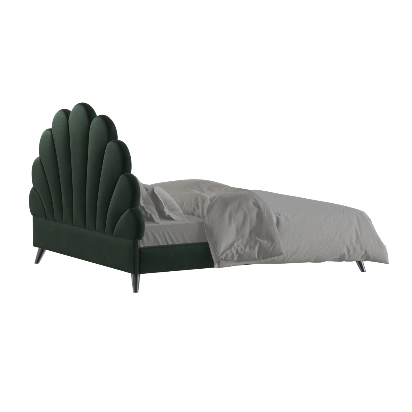 Evelina Curved Headboard Bed in Soft Upholstery