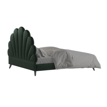 Evelina Curved Headboard Bed in Soft Upholstery