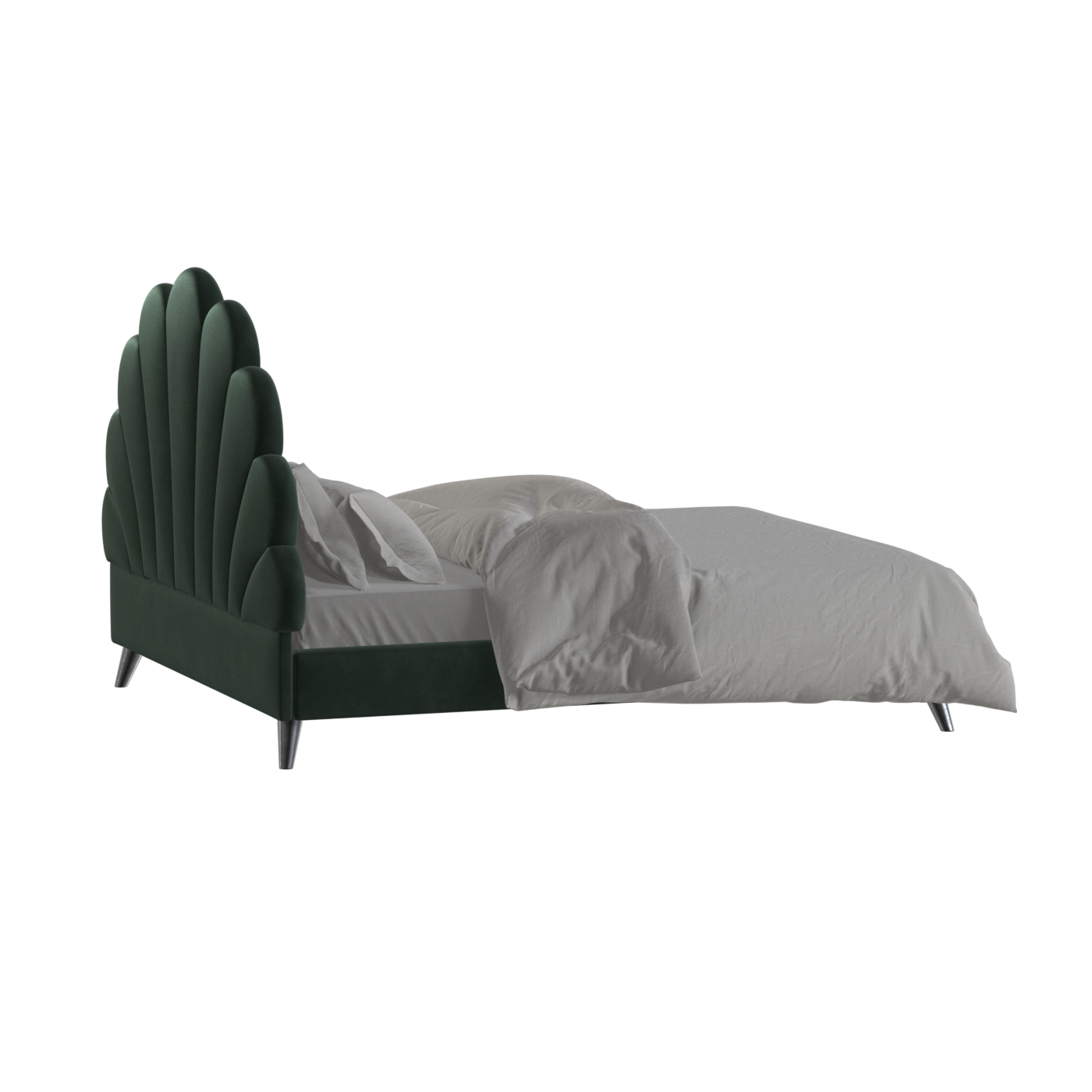 Evelina Curved Headboard Bed in Soft Upholstery