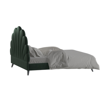 Evelina Curved Headboard Bed in Soft Upholstery