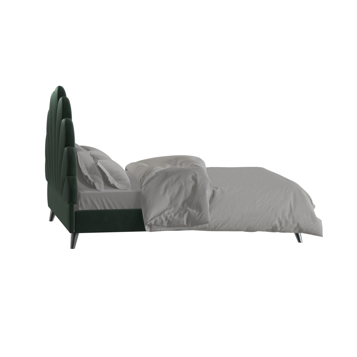 Evelina Curved Headboard Bed in Soft Upholstery