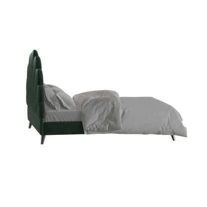 Evelina Curved Headboard Bed in Soft Upholstery