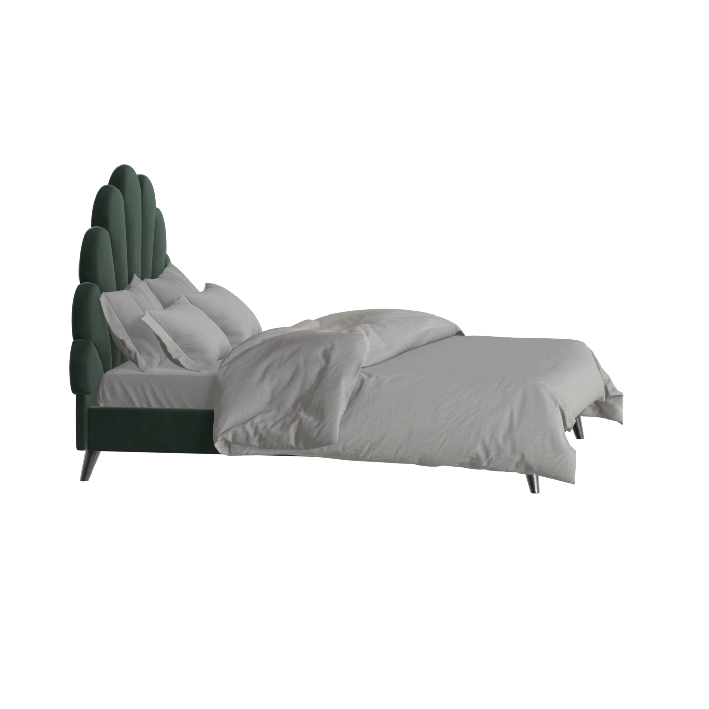 Evelina Curved Headboard Bed in Soft Upholstery