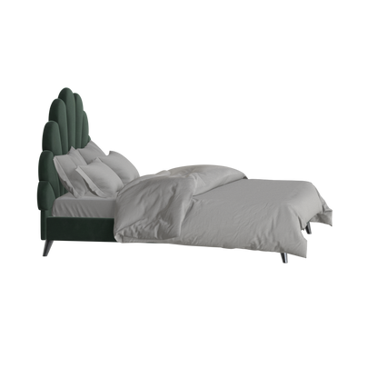 Evelina Curved Headboard Bed in Soft Upholstery