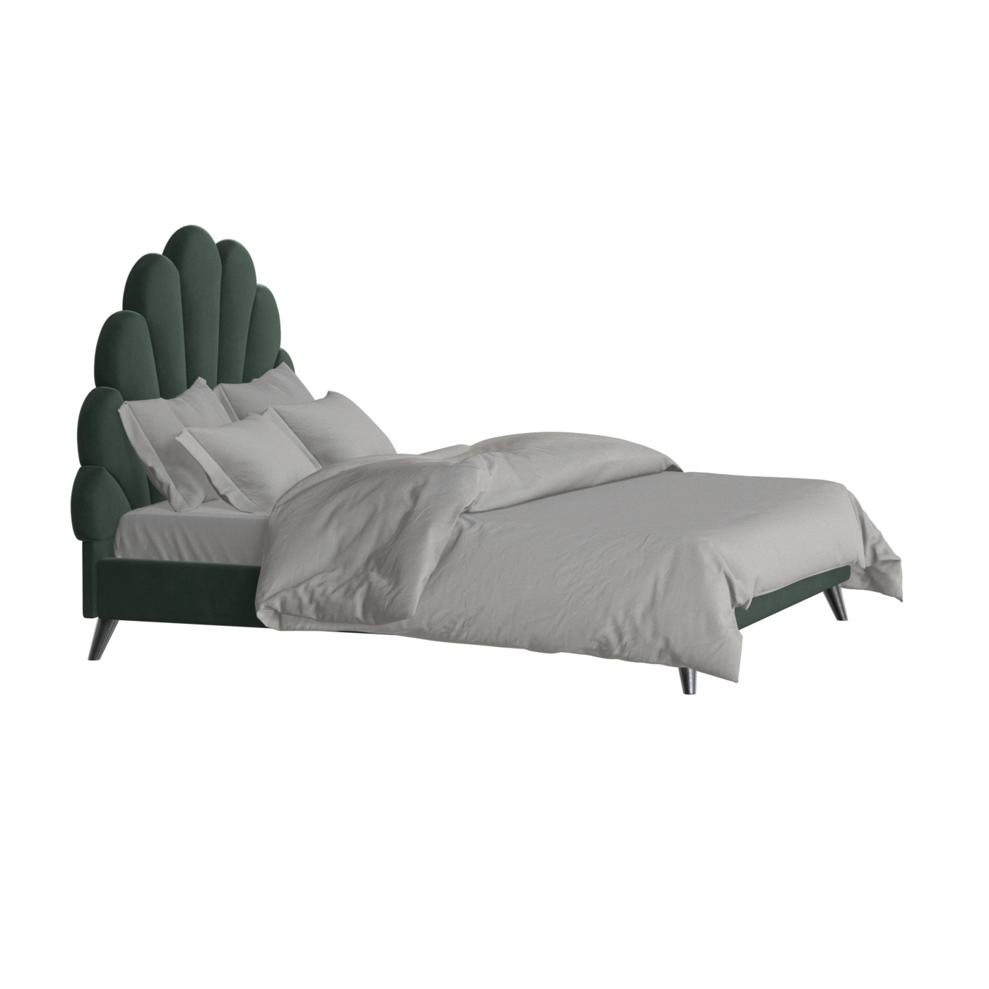 Evelina Curved Headboard Bed in Soft Upholstery