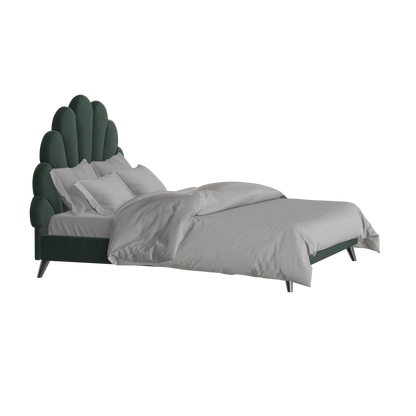 Evelina Curved Headboard Bed in Soft Upholstery