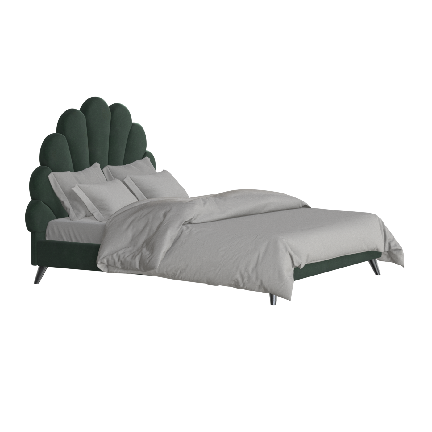 Evelina Curved Headboard Bed in Soft Upholstery