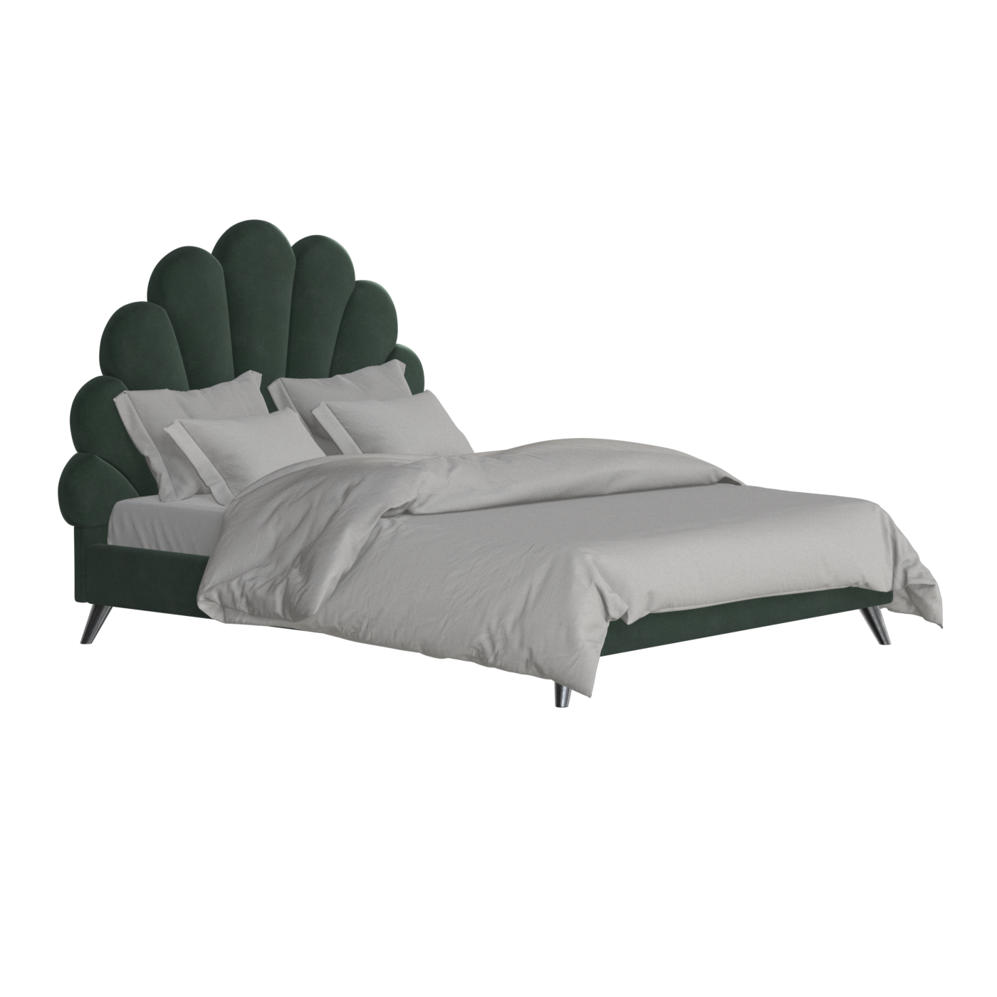 Evelina Curved Headboard Bed in Soft Upholstery