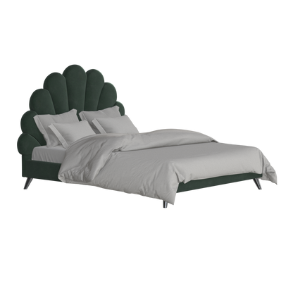 Evelina Curved Headboard Bed in Soft Upholstery