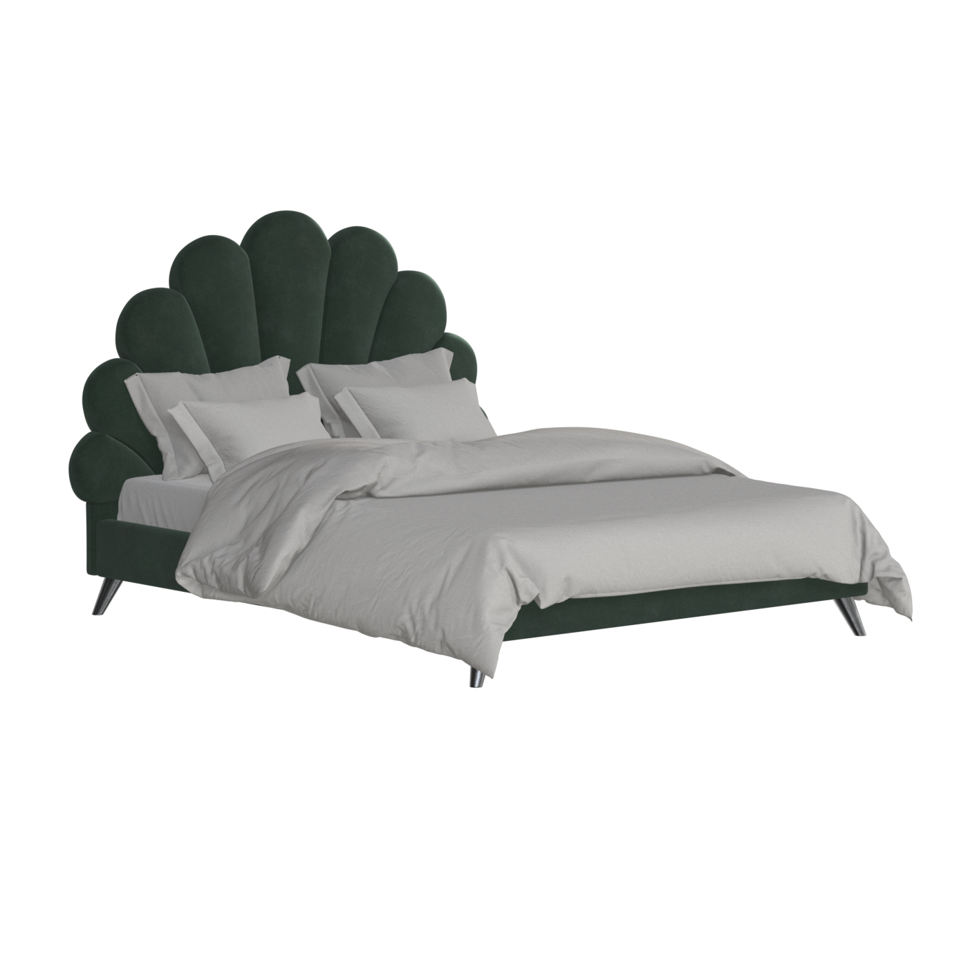Evelina Curved Headboard Bed in Soft Upholstery