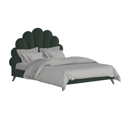 Evelina Curved Headboard Bed in Soft Upholstery