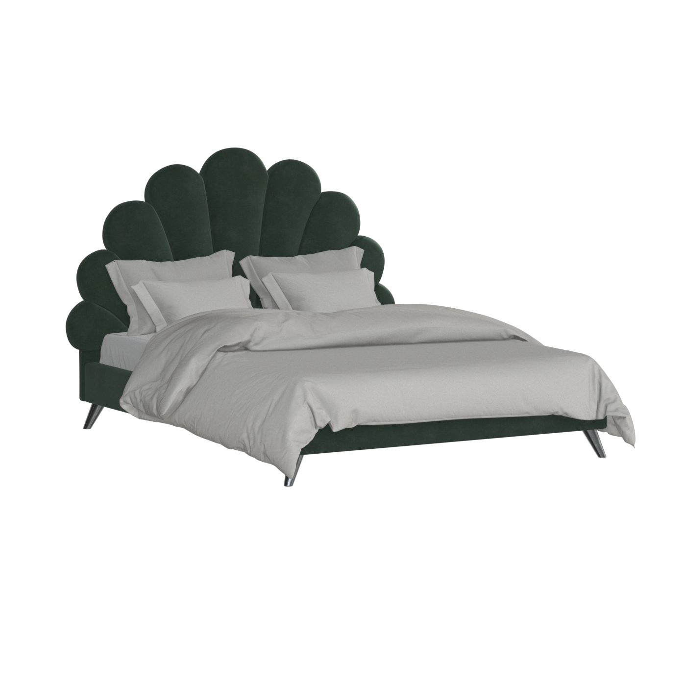 Evelina Curved Headboard Bed in Soft Upholstery