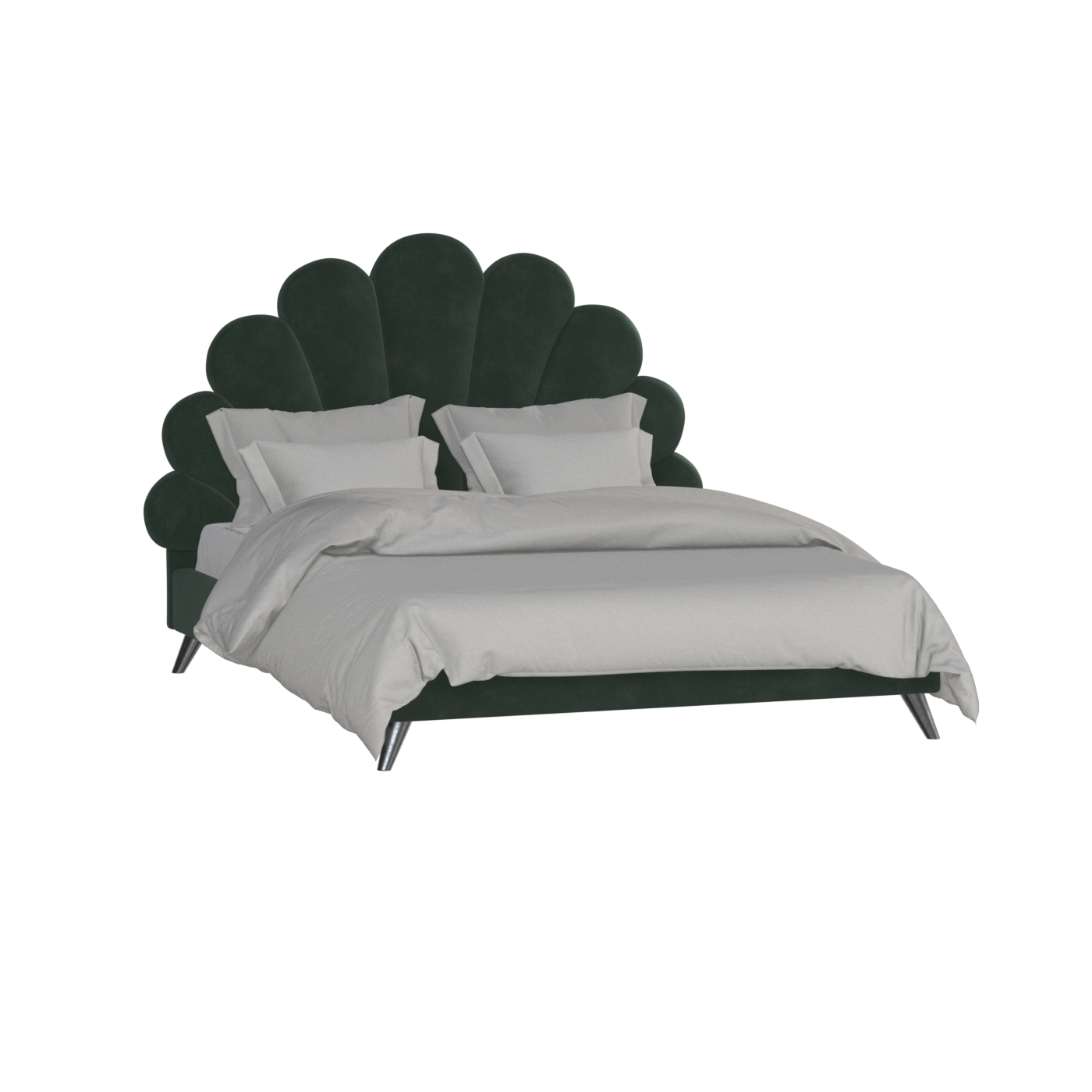 Evelina Curved Headboard Bed in Soft Upholstery