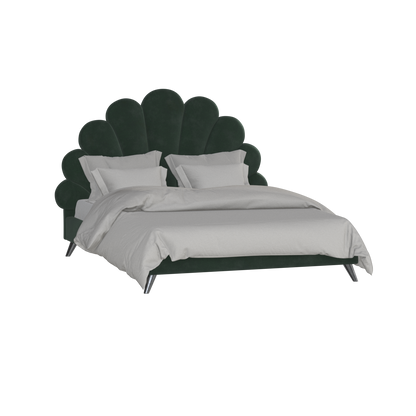 Evelina Curved Headboard Bed in Soft Upholstery