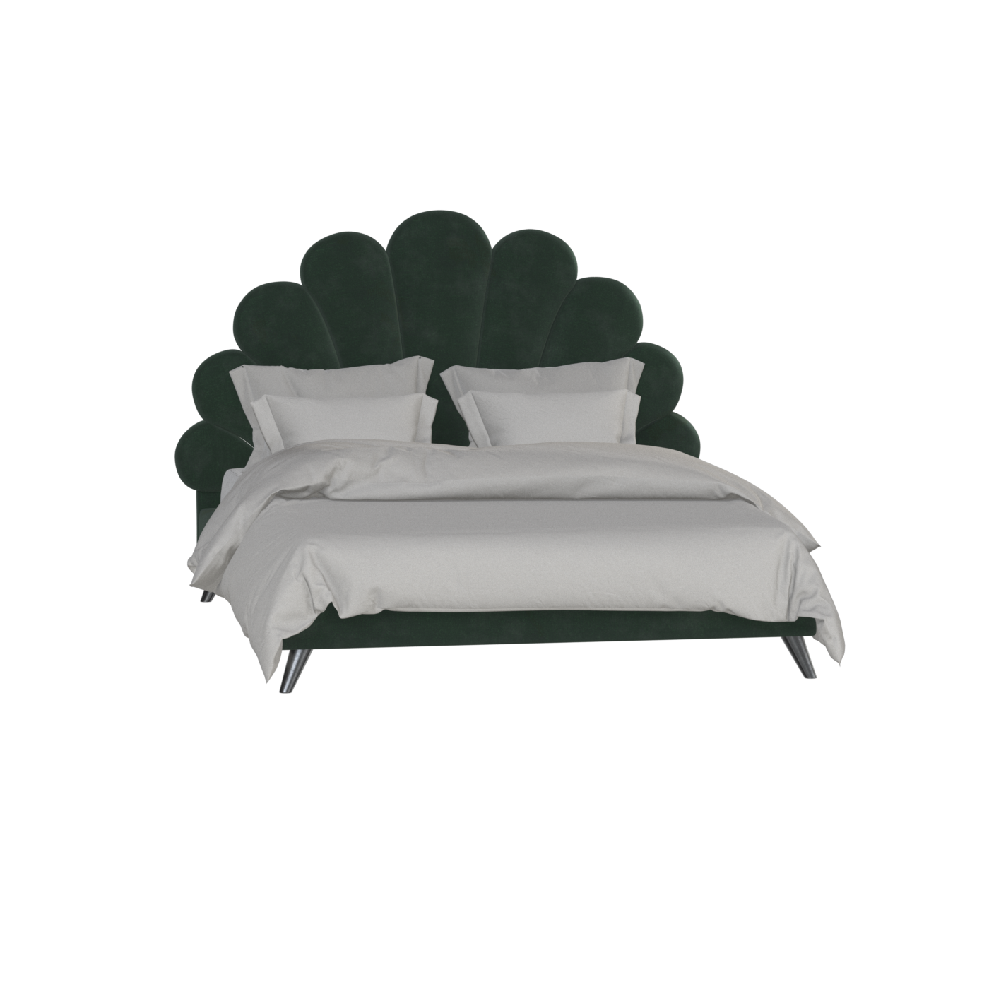 Evelina Curved Headboard Bed in Soft Upholstery