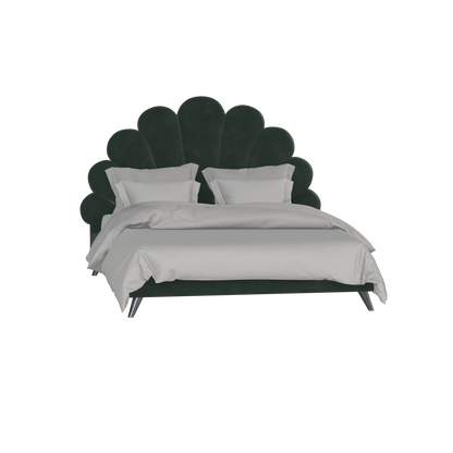 Evelina Curved Headboard Bed in Soft Upholstery