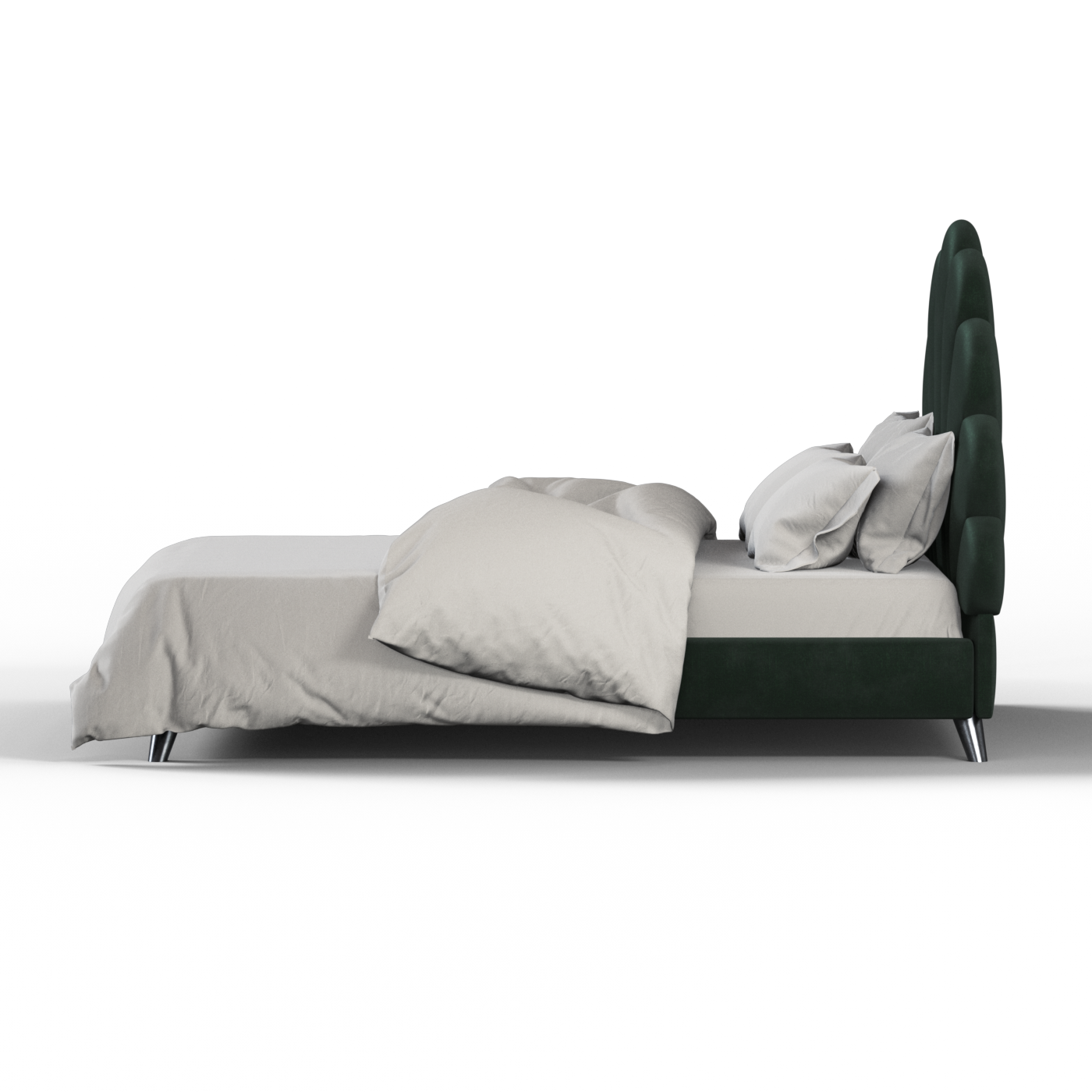Evelina Curved Headboard Bed in Soft Upholstery