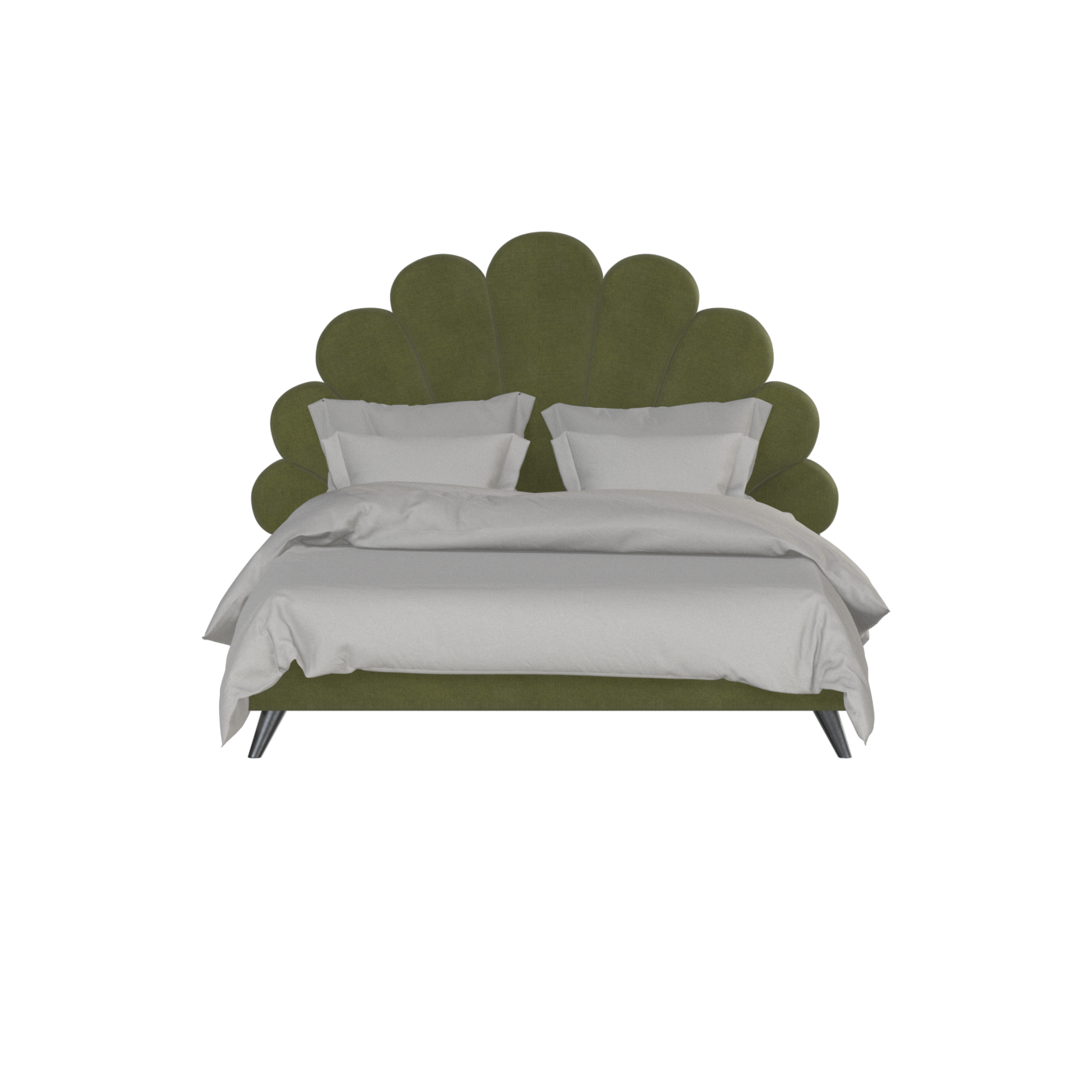 Evelina Curved Headboard Bed in Soft Upholstery