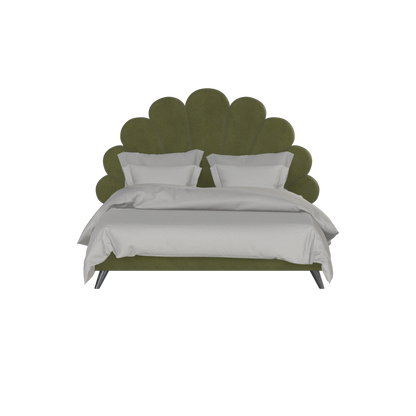 Evelina Curved Headboard Bed in Soft Upholstery
