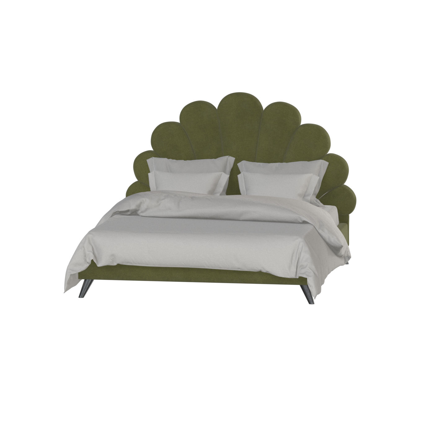 Evelina Curved Headboard Bed in Soft Upholstery