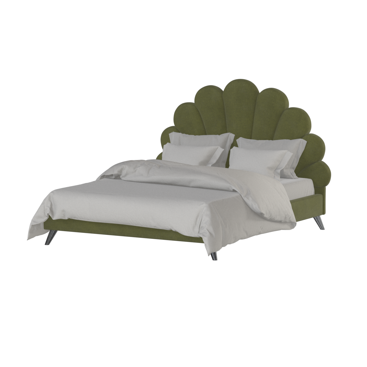 Evelina Curved Headboard Bed in Soft Upholstery