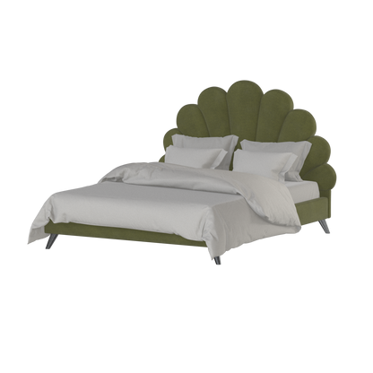 Evelina Curved Headboard Bed in Soft Upholstery