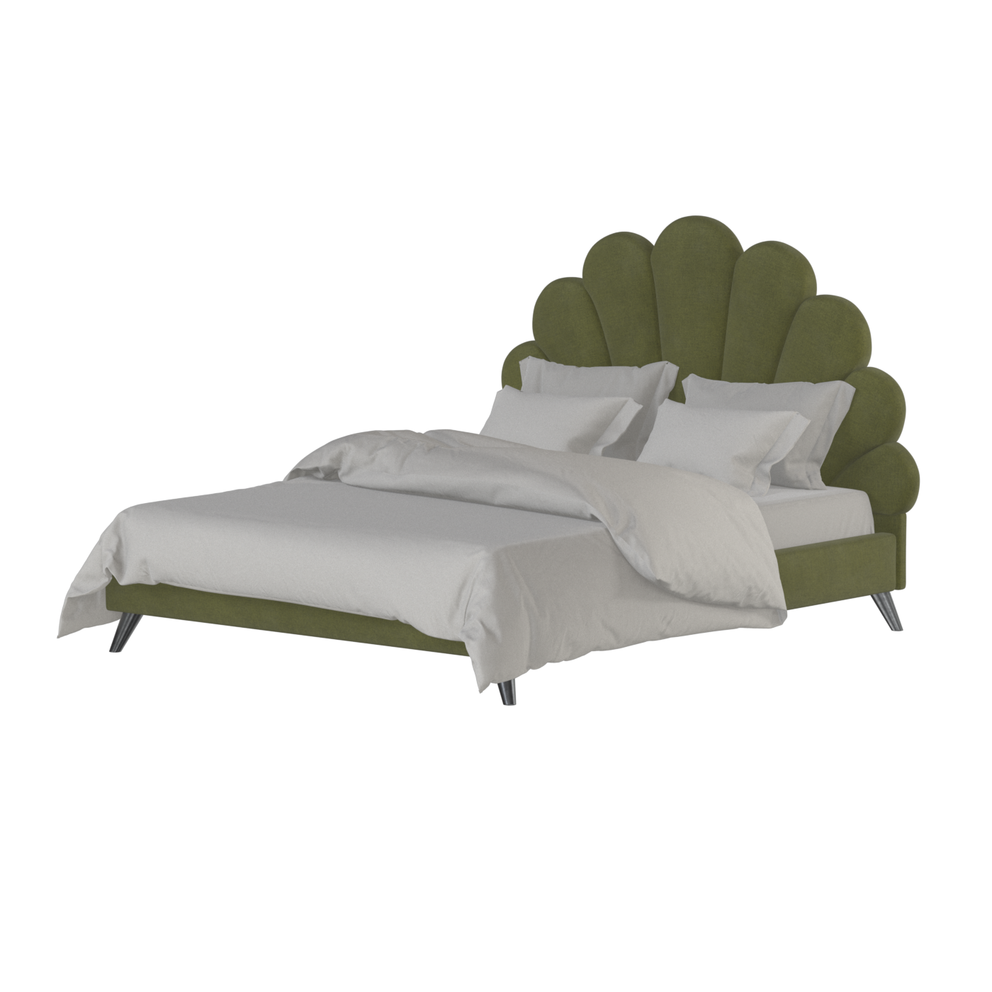 Evelina Curved Headboard Bed in Soft Upholstery