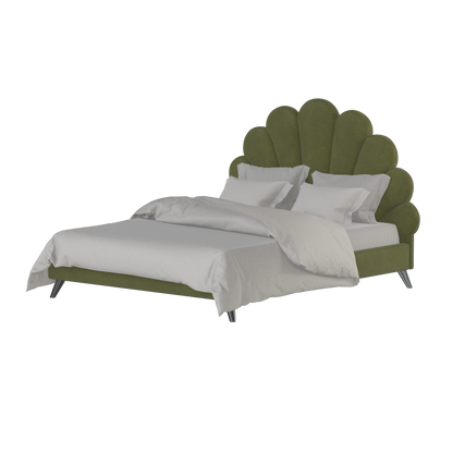 Evelina Curved Headboard Bed in Soft Upholstery