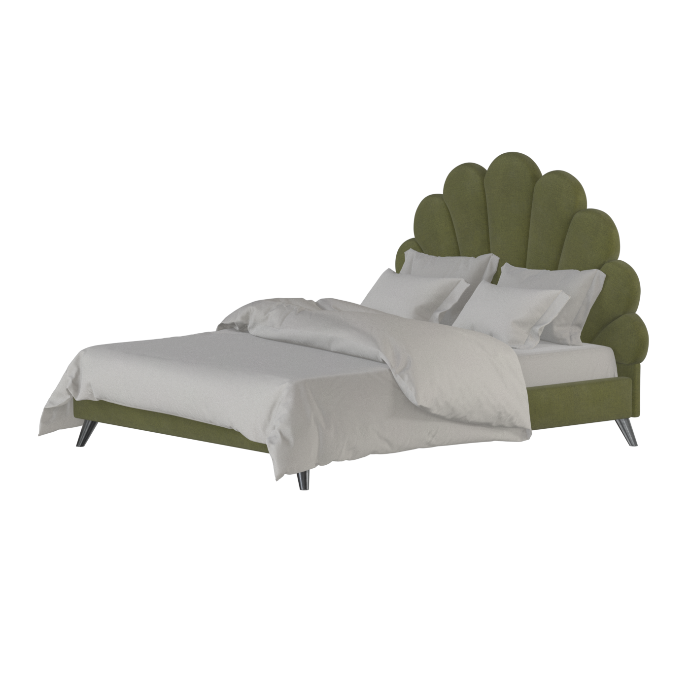 Evelina Curved Headboard Bed in Soft Upholstery