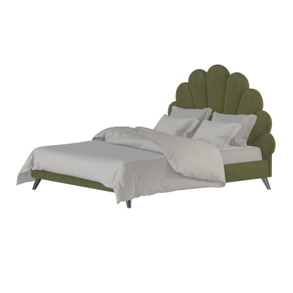 Evelina Curved Headboard Bed in Soft Upholstery